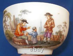 Antique Mid 18thC Meissen Porcelain Teniers Scene Cup & Saucer Porzellan Tasse