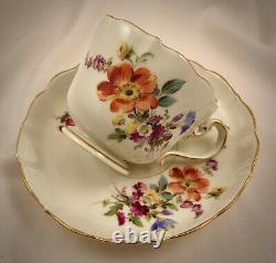 Antique Miessen Tea Cup & Saucer, Poppies (B)
