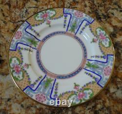 Antique Minton 4 Piece Cup & Saucer 2 Plates Blue Enamel Pink Roses England