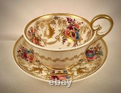 Antique Nantgarw Tea & Coffee Cups with Saucer, Hand Painted, C. 1817