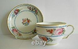 Antique Nast Porcelain Cup And Saucer Painted With Flowers In The Sevres Style