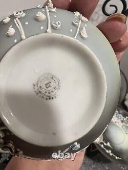 Antique Nippon Heavy Moriage Owl Tea Cup Saucer And Plates Set Of 7