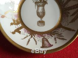 Antique Old Paris Porcelain Saucer Plate Dish Chinese Urn 19th c. Empire 1810