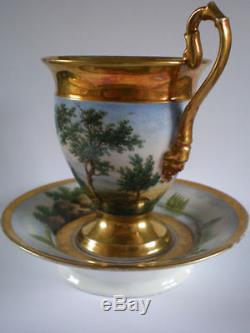 Antique Old Paris Porcelain (Vieux Paris) Cabinet Cup & Saucer