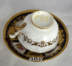 Antique Ornate Nantgarw Porcelain Gold Floral Tea cup Cobalt Blue HP Dresden