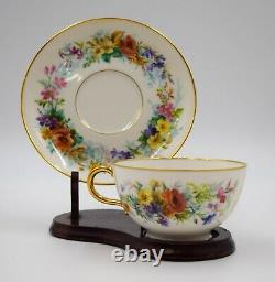 Antique Paris Porcelain Jacquel Hand Painted Cup & Saucer withRoyal Monogram