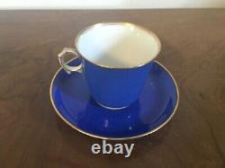 Antique Paris Porcelain Tea Cup & Saucer French Limoges H Monogram 19th century