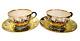 Antique Pickard Hand Painted Set Of 2 Cups & Saucers Signed By Artist