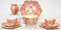 Antique Pink Jungle Shelley Foley Wileman England Porcelain cup saucer 9 pc set