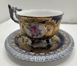 Antique Porcelain Cup and Saucer Hand Painted Made in Germany Read Desc chip