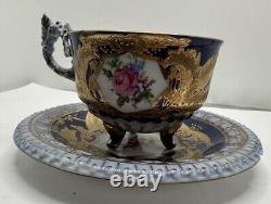 Antique Porcelain Cup and Saucer Hand Painted Made in Germany Read Desc chip