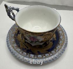 Antique Porcelain Cup and Saucer Hand Painted Made in Germany Read Desc chip