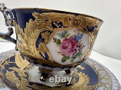 Antique Porcelain Cup and Saucer Hand Painted Made in Germany Read Desc chip