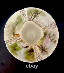 Antique Porcelain Quatrefoil Demitasse Tea Cup & Saucer Clover & AC Mark Forrest