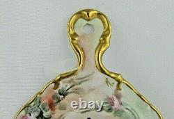 Antique Porcelain Tea Strainer Handpainted Roses & Gold Signed K. Maker Unknown