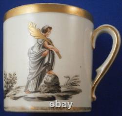 Antique Porcelain de Paris Scenic Cup & Saucer Porcelaine Vieux French Old Scene