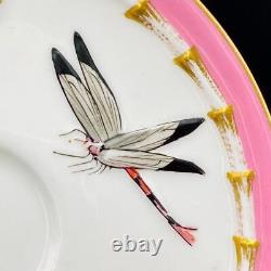Antique Porcelainc1879E J Bodley Coffee Cup & SaucerPink Butterfly Gold Gilt