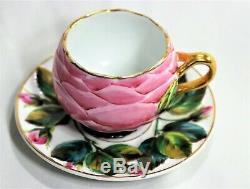Antique Portuguese Vista Alegre Flowers Motif Porcelain Tea Cup & Saucer