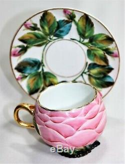 Antique Portuguese Vista Alegre Flowers Motif Porcelain Tea Cup & Saucer