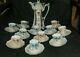 Antique R. S. Prussia Porcelain Floral Chocolate Pot Set & 11 Cups & Saucers