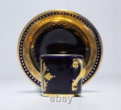 Antique ROYAL VIENNA Hand Painted Demitasse Miniature Porcelain Cup & Saucer
