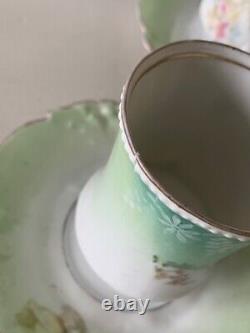 Antique RS Prussia Chocolate Porcelain Set 6 Demitasse cups & Saucers