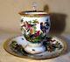 Antique Richard Klemm Porcelain Cup & Saucer Exotic Birds Insects Hand Painted A