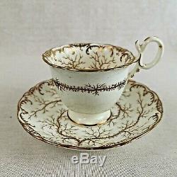 Antique Ridgeway Porcelain Trio Two Cups and Saucer Gilded Pattern Number 2/838