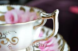 Antique Royal Chelsea Swansea Rose Pink Cup Saucer Plate Trio English Porcelain