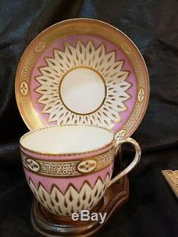 Antique Royal Derby Porcelain Flute Tea Cup & Saucer Puce Mark RARE #188 c 1785