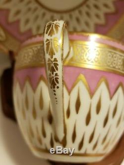 Antique Royal Derby Porcelain Flute Tea Cup & Saucer Puce Mark RARE #188 c 1785