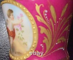 Antique Royal Vienna Cupid Cup & Saucer withShield MK Hand Painted Artist Signed