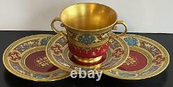 Antique Royal Vienna Tea Cup and Saucer Heavy Gold 2 Extra Plates AS IS