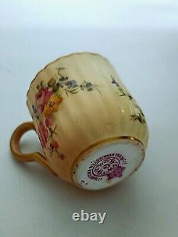 Antique Royal Worcester Demitasse Cup & Saucer, Floral Design, Perfect