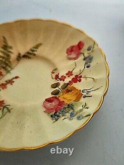 Antique Royal Worcester Demitasse Cup & Saucer, Floral Design, Perfect