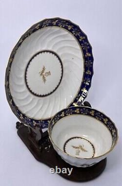 Antique Royal Worcester Fluted Porcelain Cup & Saucer