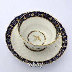 Antique Royal Worcester Fluted Porcelain Cup & Saucer