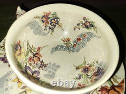 Antique Sarreguemines Lavalliere floral faience cup & saucer set, France