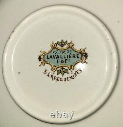 Antique Sarreguemines Lavalliere floral faience cup & saucer set, France