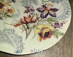 Antique Sarreguemines Lavalliere floral faience cup & saucer set, France