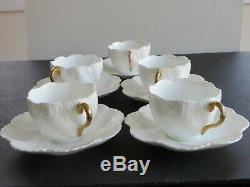 Antique Set of 5 Porcelain Coffee Cups & Saucers Made by Coalport England