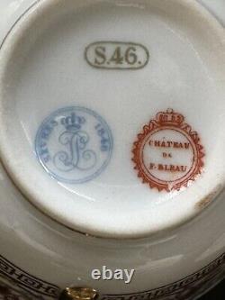 Antique Sevres 1846 porcelain Chateau De FONTAINEBLEAU Cup And Saucer