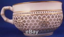 Antique Sevres Porcelain Honeycomb Reticulated Cup & Saucer Porzellan Tasse