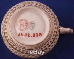 Antique Sevres Porcelain Honeycomb Reticulated Cup & Saucer Porzellan Tasse