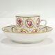 Antique Sevres Porcelain Tea/coffee Cup & Saucer With Pink Roses & Gilt Leaves