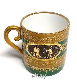 Antique Sevres Style French Porcelain Tea Cup Saucer Napoleonic Scene Old Paris