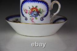 Antique Sevres Type Porcelain Miniature Tea Cup & Saucer in'Feuille-de-Choux