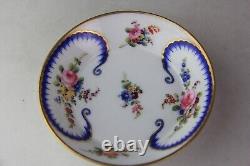 Antique Sevres Type Porcelain Miniature Tea Cup & Saucer in'Feuille-de-Choux