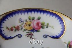 Antique Sevres Type Porcelain Miniature Tea Cup & Saucer in'Feuille-de-Choux