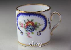 Antique Sevres Type Porcelain Miniature Tea Cup & Saucer in'Feuille-de-Choux